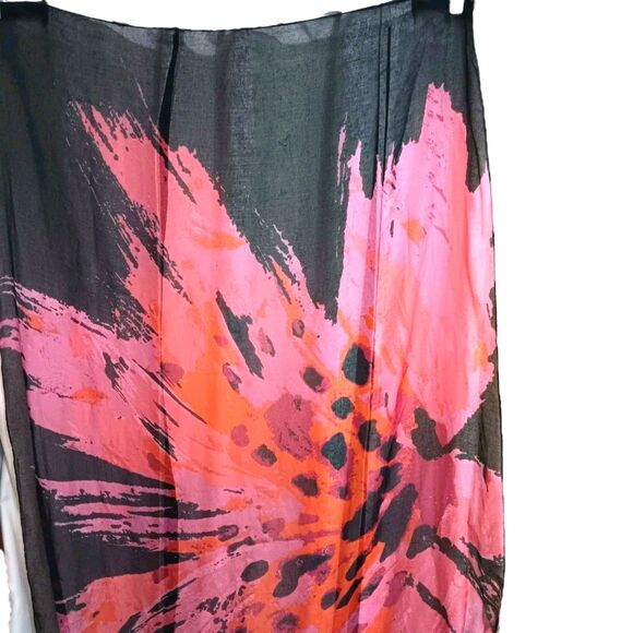 Unbranded Abstract Floral Burst Large Scarf Black Pink Purple - Picture 1 of 9